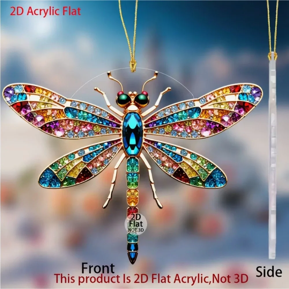 Multicolor Dragonfly 2D Flat Acrylic Pendant DYI Jewelry Making / Arts & Crafts